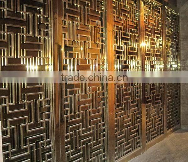 Stainless steel and brass room partition, screen partition for decoration in hotel