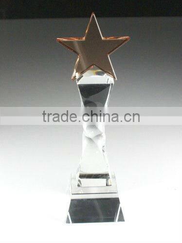 Crystal pyramid plaque with engraving crystal trophy