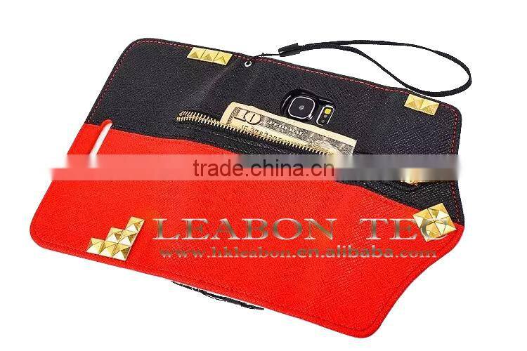 Leather Wallet Book Case Cover for Samsung Galaxy S6 Edge with zipper