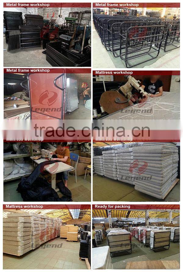 Portable white steel tube and pipe sleeper folding rollaway bed