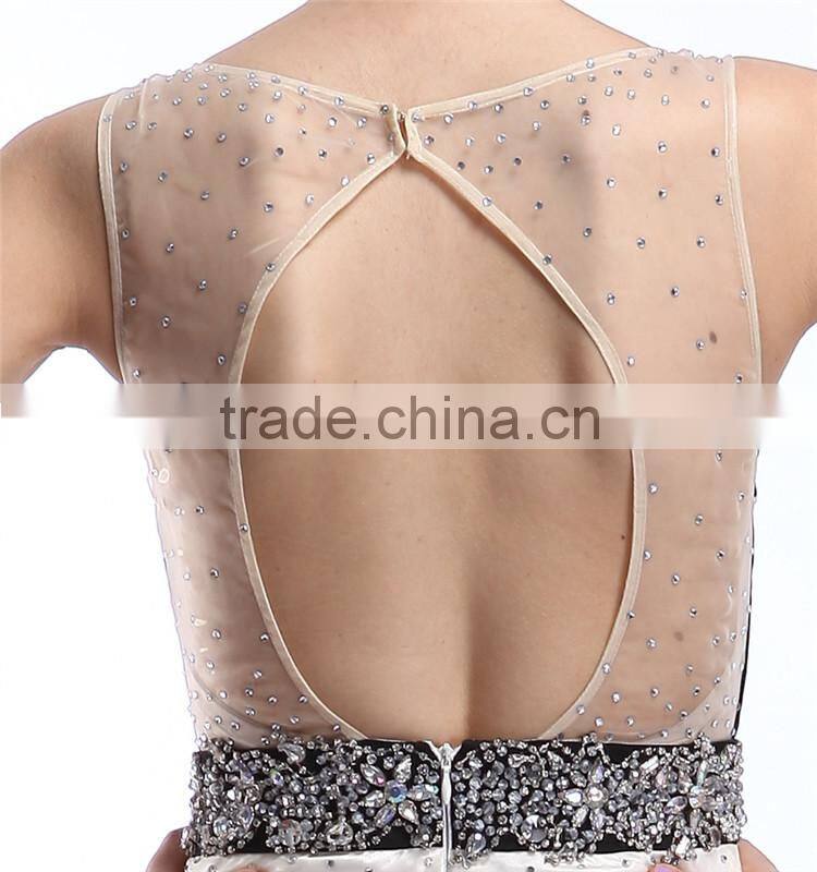 Customize Fashion Sexy Illusion Backless Strapless Short Frock Dress