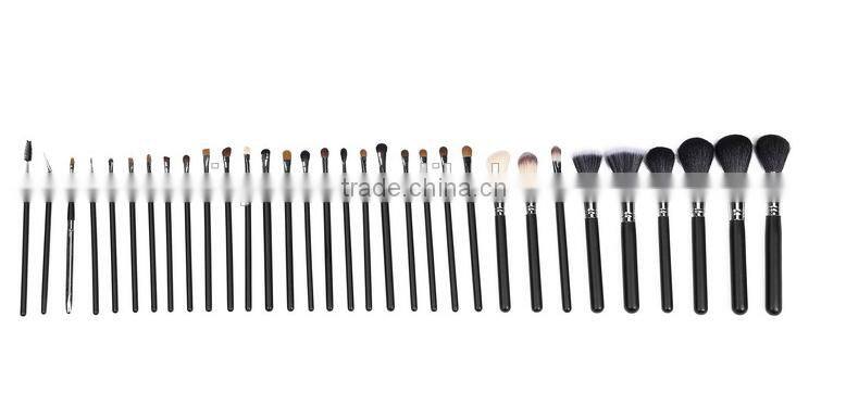 custom professional 32 piece copper quality makeup brush set (black/silver)