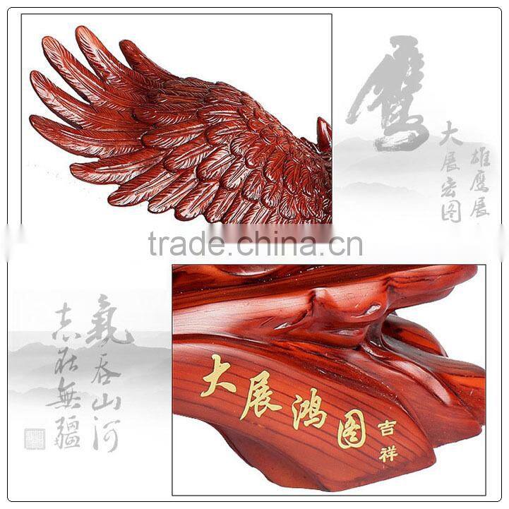 Hot selling wooden color resin eagle statue ,out door big eagle statue for business gifts