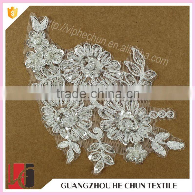 HC-2751-1 Hechun 3D Clear Bead Custom Wholesale Sequin Bridal Applique