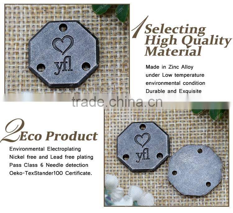 Zinc alloy high quality metal jeans logo plate