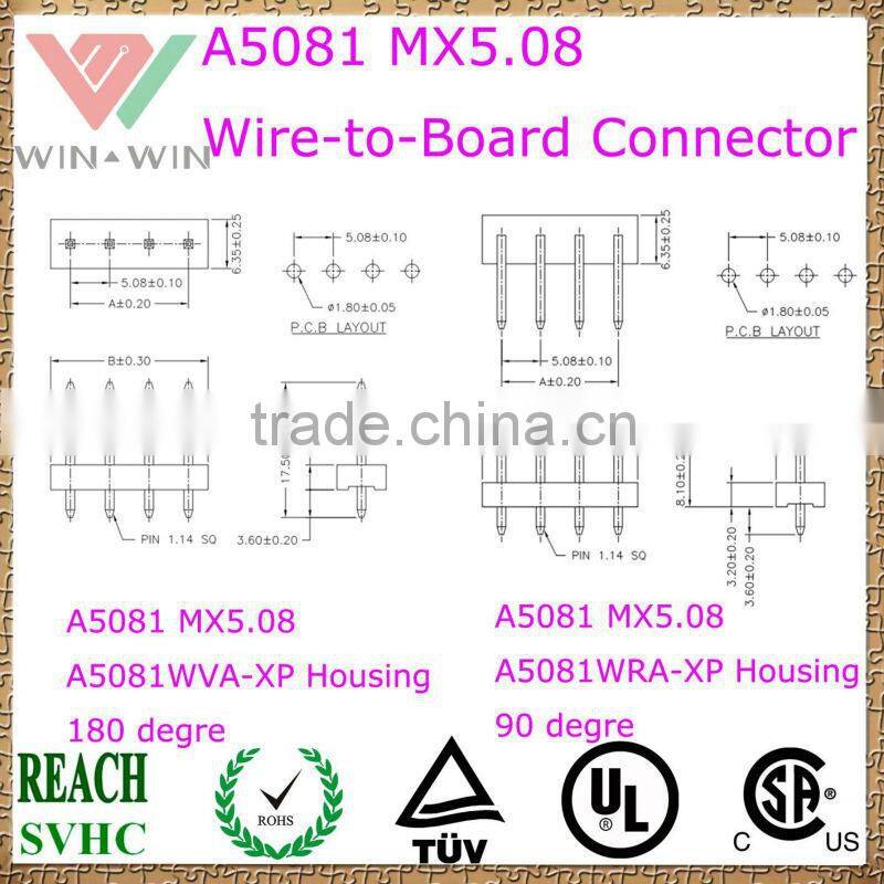 5.08mm Pitch A5081 MX5.08 Electronic Wire to Board connector