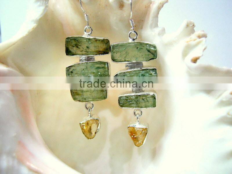 Smoky Quartz & Crystal Quartz Facet Gemstone Earrings, 925 Solid Sterling Silver Earring, Designer Two Stone Dangle Earrings