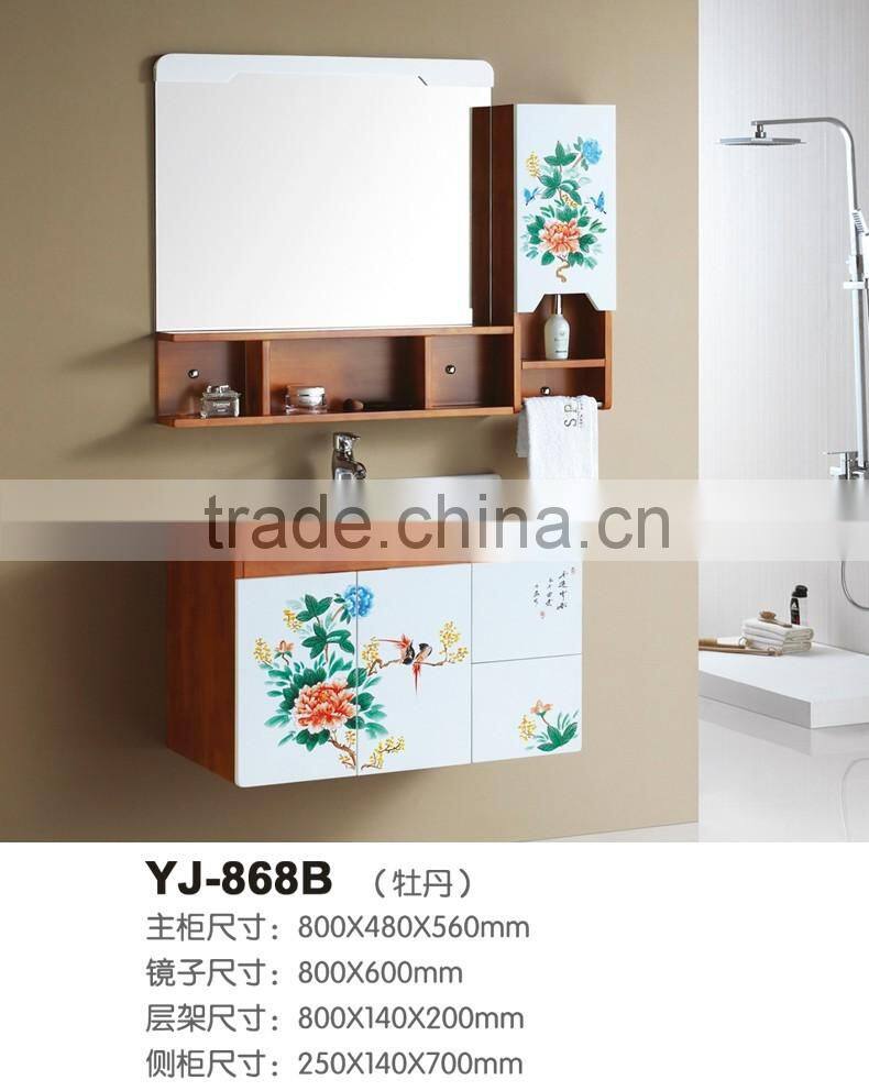 European standard bathroom furniture one piece wall mounted curved bathroom vanity