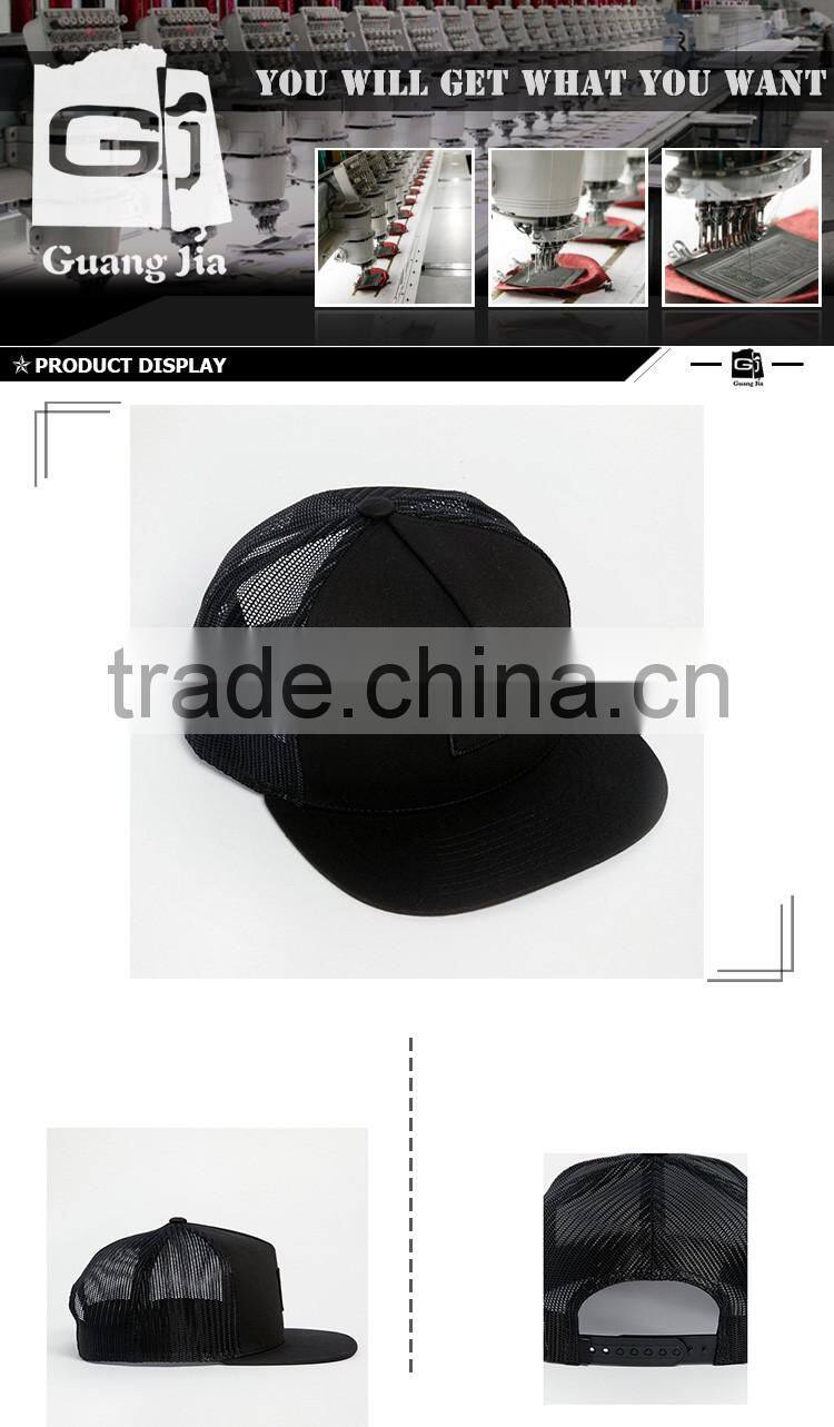 Promotional Wholesale Flat Bill Custom Woven Logo Snapback Mesh Trucker Hats