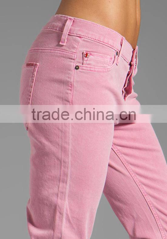 pink lady cropped jeans for women oem jeans cropped denim pants JXQ207