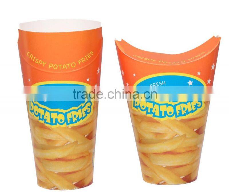 Wholesale Disposable Single Wall 16oz PE Coated Paper French Fries Cup