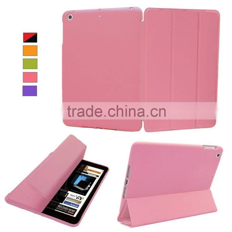 Folder Stand Leather hard Case For iPad Air,inside cover is rubberized PC case