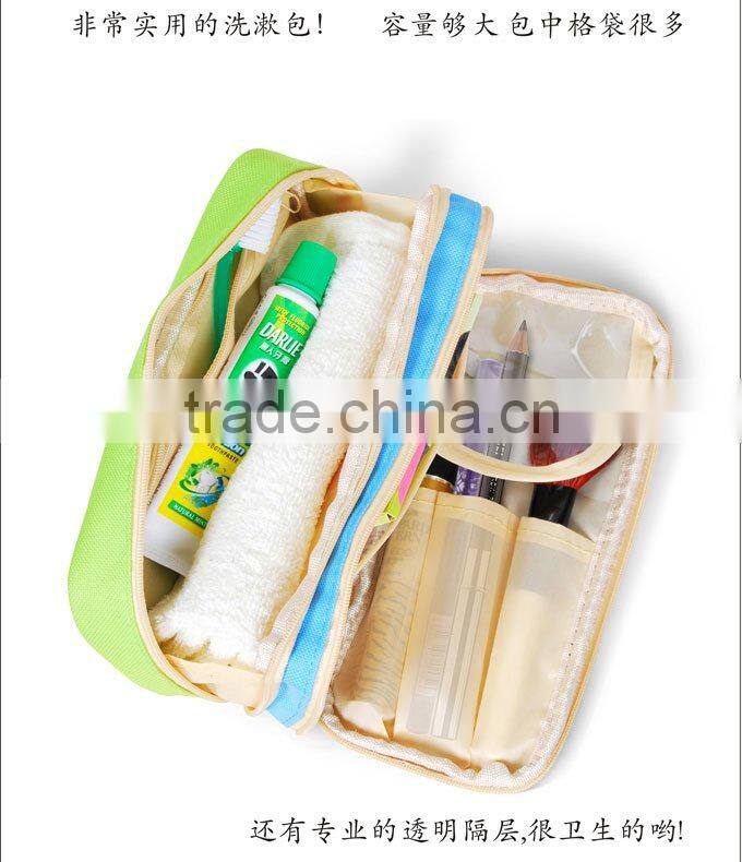 Multi-function travel bag,canvas two colors wash bag,21*7*10cm OPP cosmetic bag