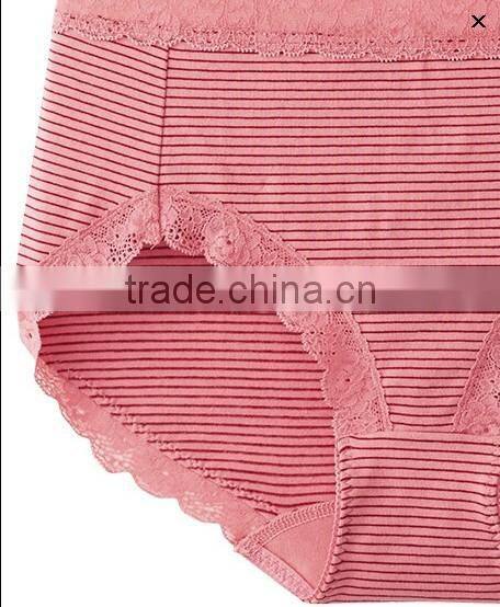 ladies high quality cotton high waist lace trim panties