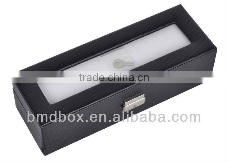 luxury black 5 slots leather watch travel case