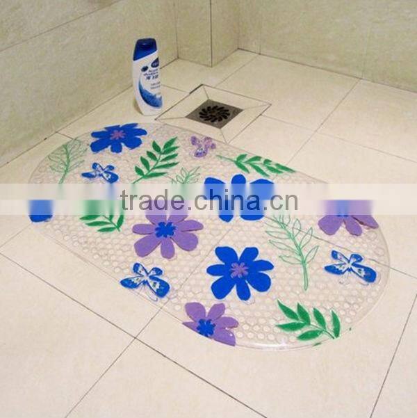 Transparent pvc bathtub mat with suction cup