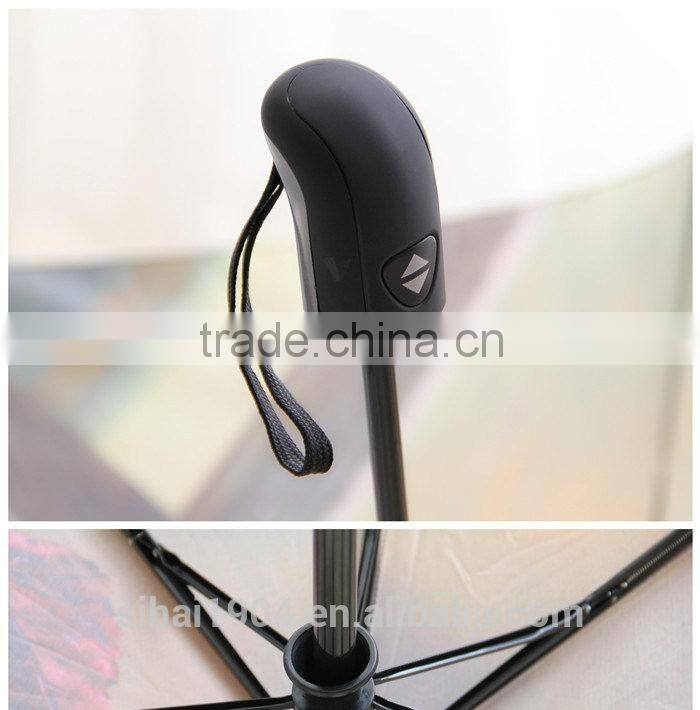 black handle auto open digital print umbrella