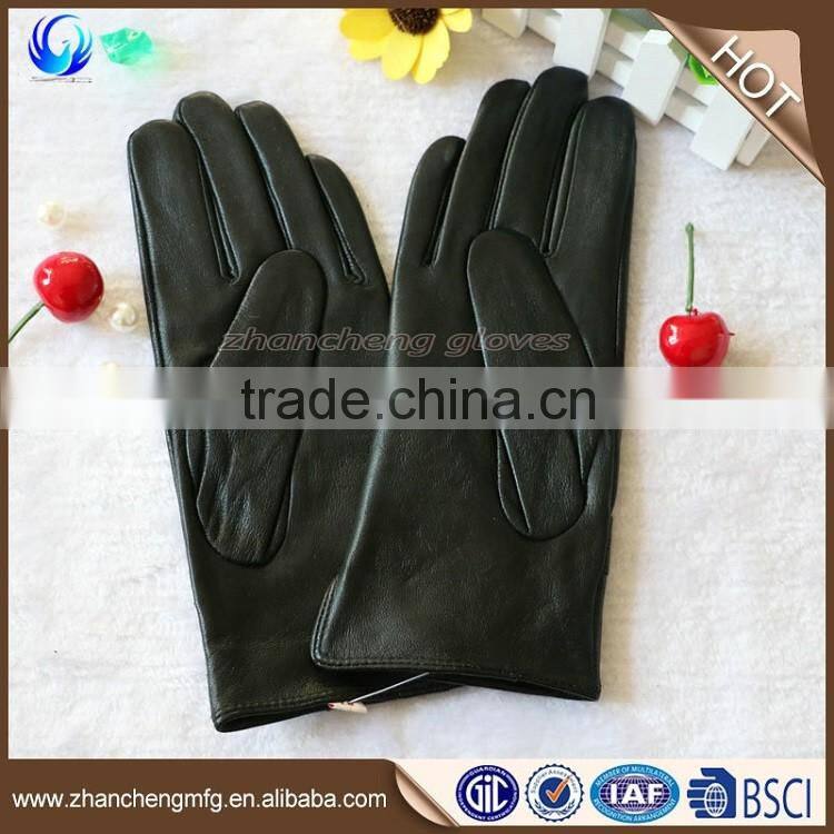 2016 New design ladies goatskin C grade leather gloves for touch screen