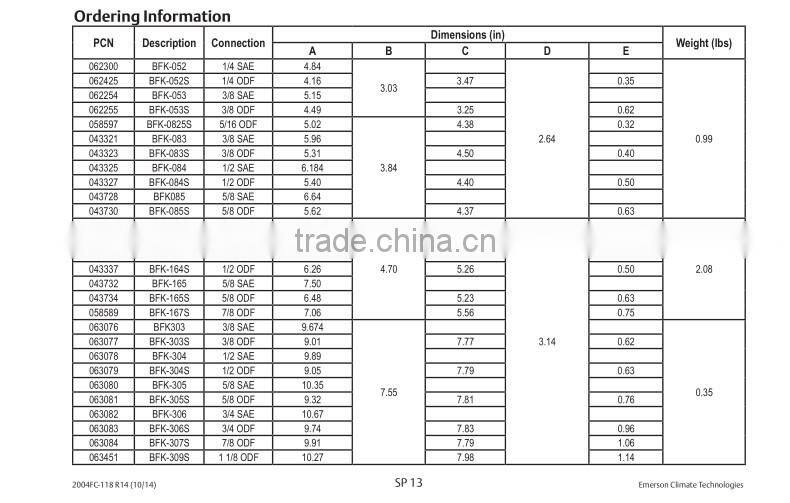 BFK084S Refrigerator liquid line bi-directional filter drier