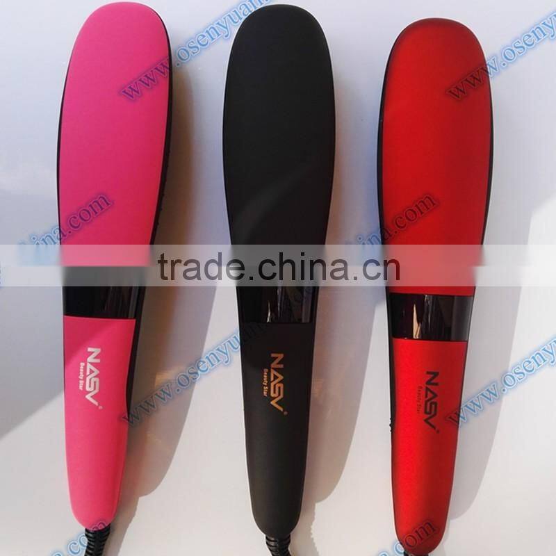 75W Professional Magic Ceramic Hair Straightening Brush Heated Brush with LCD