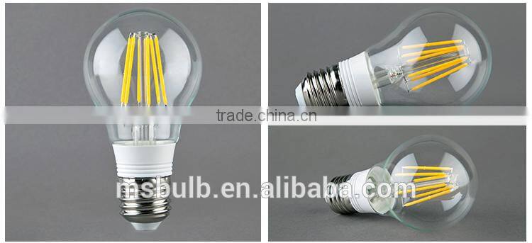 alibaba china A60 led bulb 5w , energy saving A60 filament led bulb with glass body
