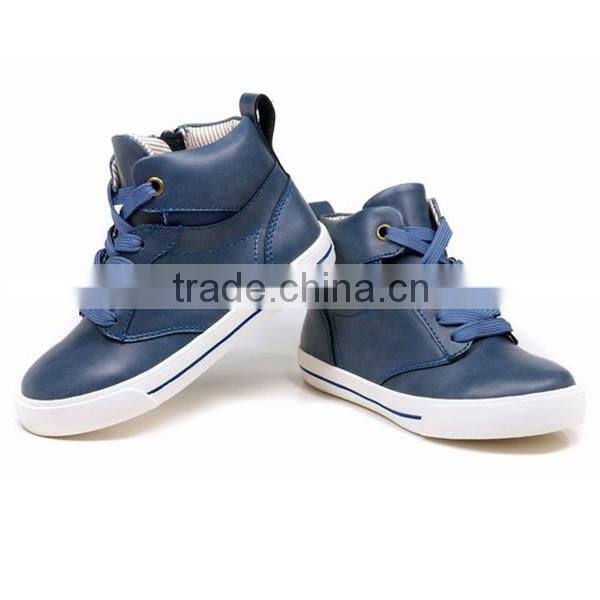 Bulk Wholesale PU Material Boys High Neck Casual Shoes with Zipper