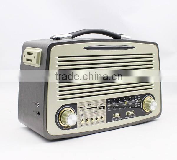 Retro Wood Radio with USB Player and Recording Function