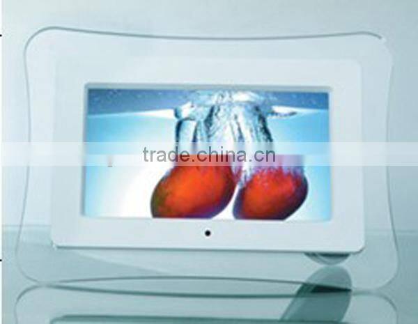 frame glass with 7inch digital picture frame with shine piano ABS frame