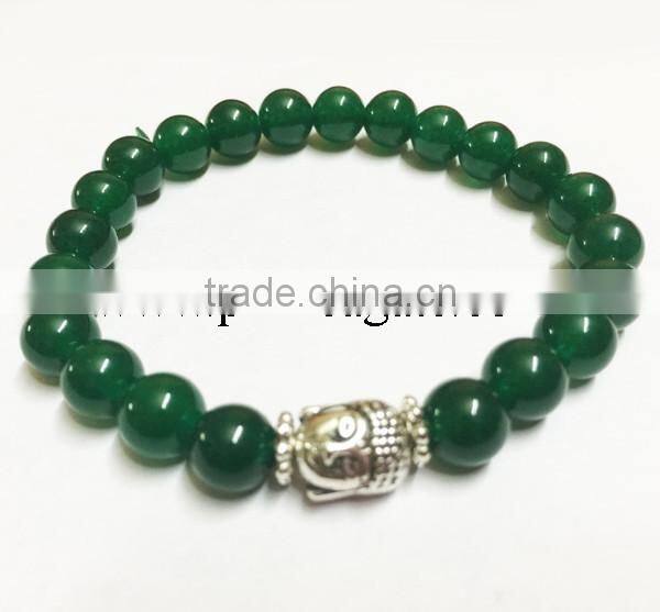 wholesale fashion agate stone natural AAA Green Jade Buddha bracelet