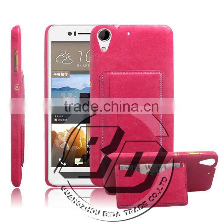 Fashionable Popular Pu leather Kickstand card pocket on back cover For HTC Desire 728 lowest price