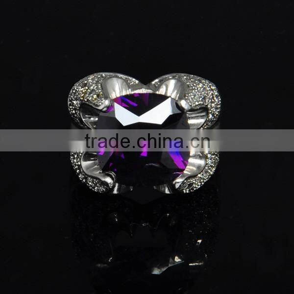 Fashionable 925 sterling silver ring jewelry, big size zircon jewelry
