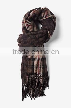 2016 finest fashion rectangle tartan 100% acrylic scarf with tassels