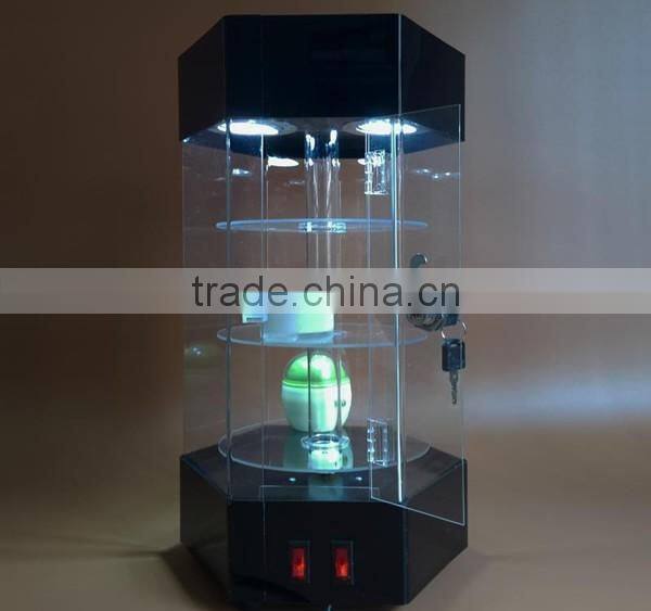 Durable articles promotion bespoke top level acrylic modern display with LED lock