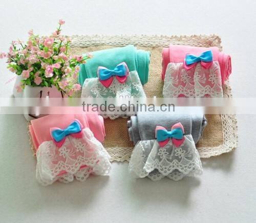 Wholesale Little Princess Flower Lace Leggings Custom High Quality Thin Cotton Baby Trousers
