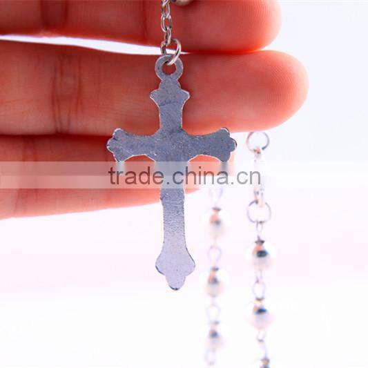Round Silver Bead Catholic Rosary