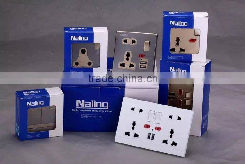 British Type Double 13A switches socket with neon