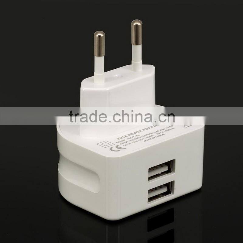 Super Fast 5V 2.1A EU 2 USB Port Micro USB Charger Wall Plug Mobile Phone Smart Charger Power Adapter for iPhone Samsung Tablet