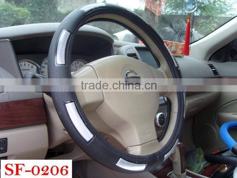 Black with white color PVC Steering Wheel Cover With Lights