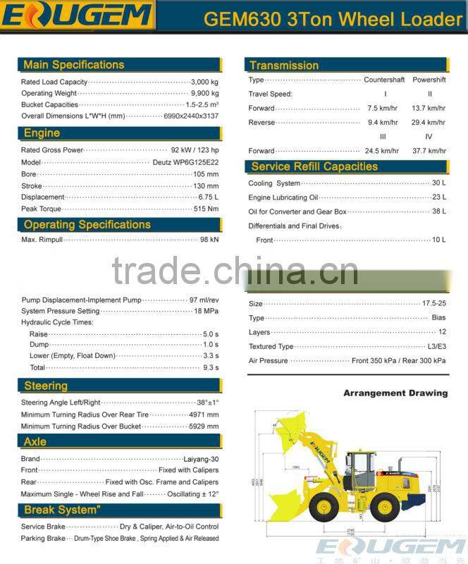 price GEM wheel loader zl30 with woodworking equipment
