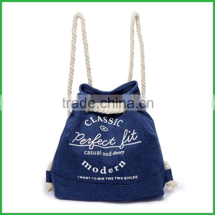2016 high quality Fashion blue Cotton Canvas Tote Bag With cheap price