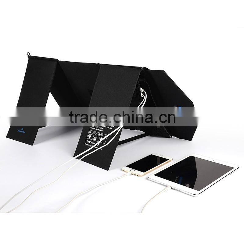 CE FCC ROHS Aproved 20W waterproof foldable double usb output portable mobile solar panel charger