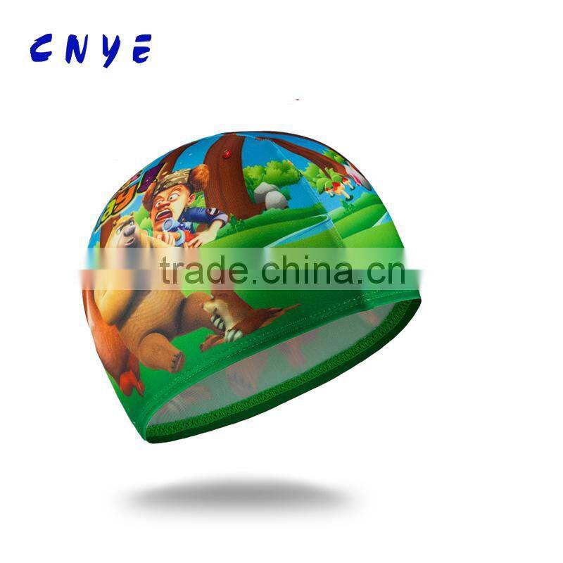 CNYE High quality kids lycra nylon spandex swimming cap,New promotional silicone kids swim cap