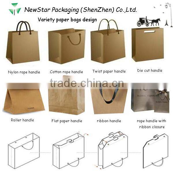 CMYK offset printing paper shopping bags matt lamination paper bag with rope handle