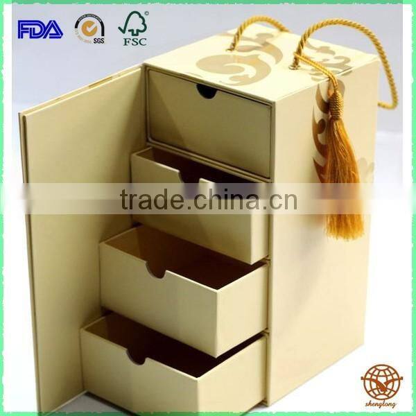 Custom logo rigid cardboard box with drawer/ luxury Gold stamping rigid box