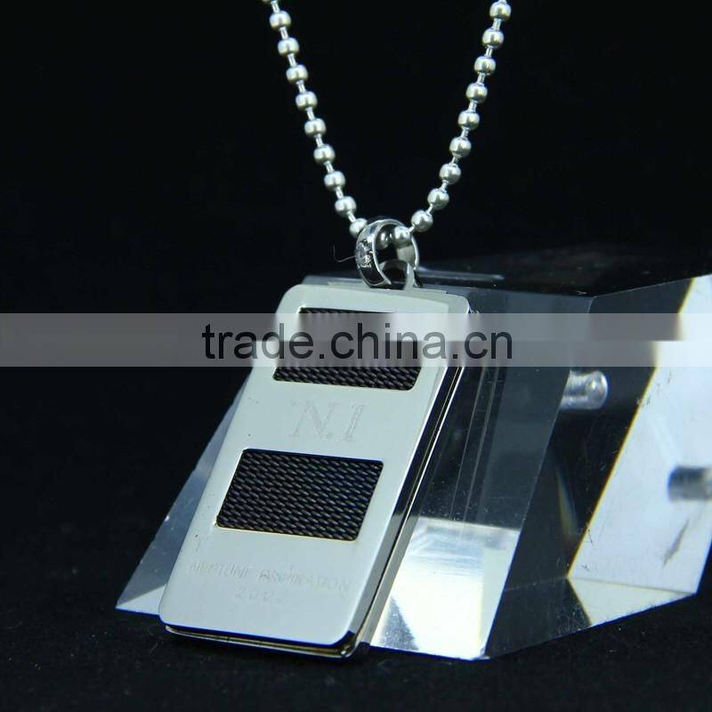 100% Authentic Material Black Tag Pendant Necklace For Man