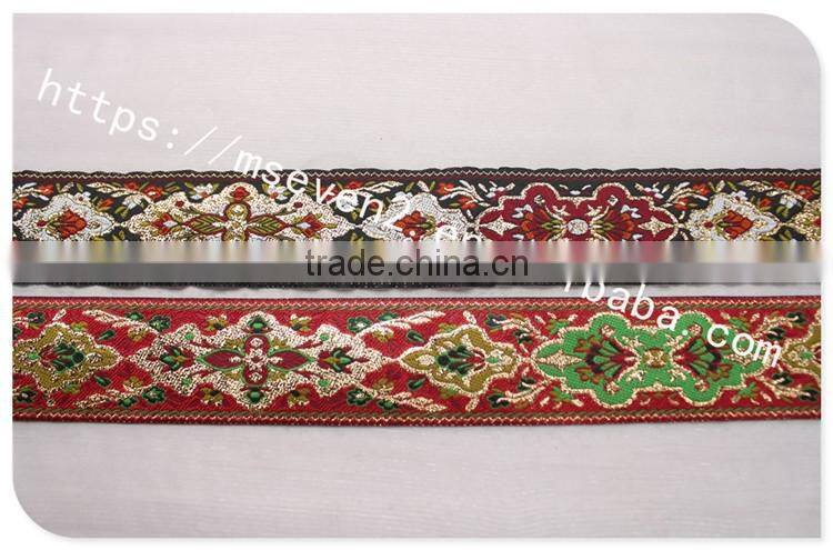 Newest 4.3cm width ethnic embroidery webbing polyester for garment/bag