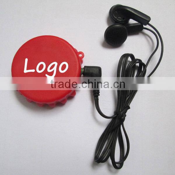 bottle cap shape mini portable fm radio with keychain