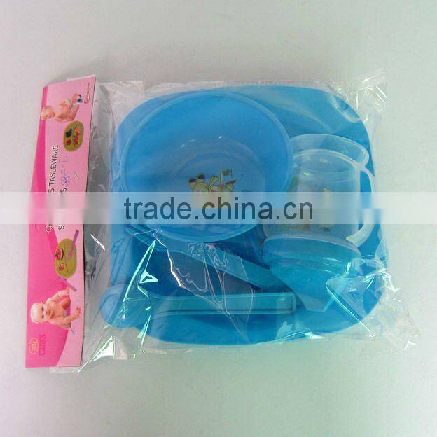 4pcs oval blue tableware plastic picnic set