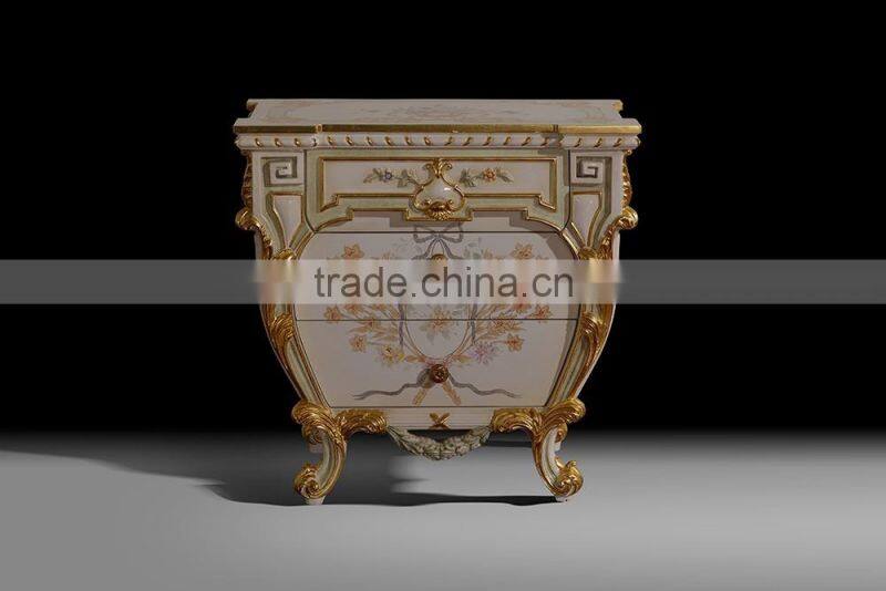 European Italian Designed Royal Palace Furniture Set, Elegant Bouquet with Vase Decorated Bedroom Furniture Set