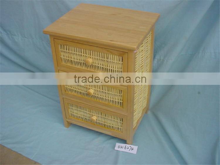 Wooden Storage Cabinet With Rattan/Wicker Drawer